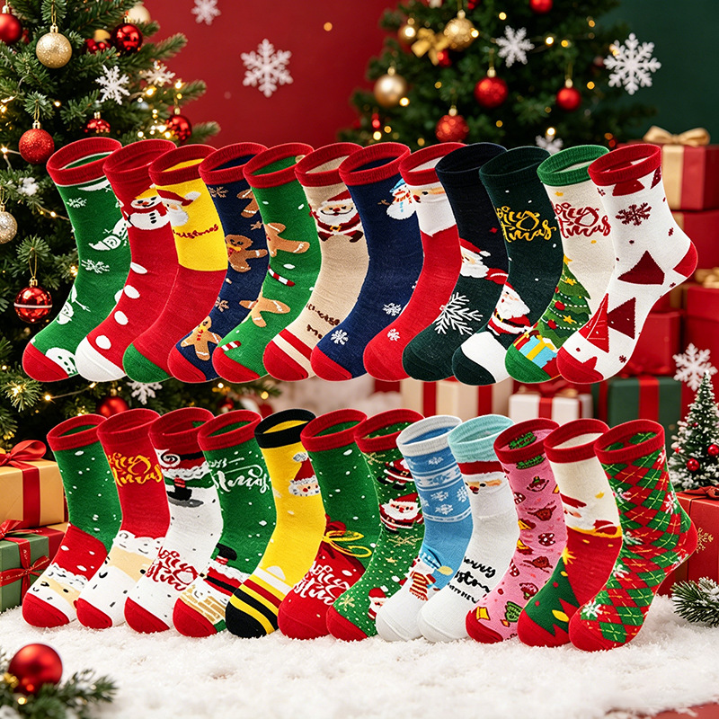 Christmas-themed thigh-high socks